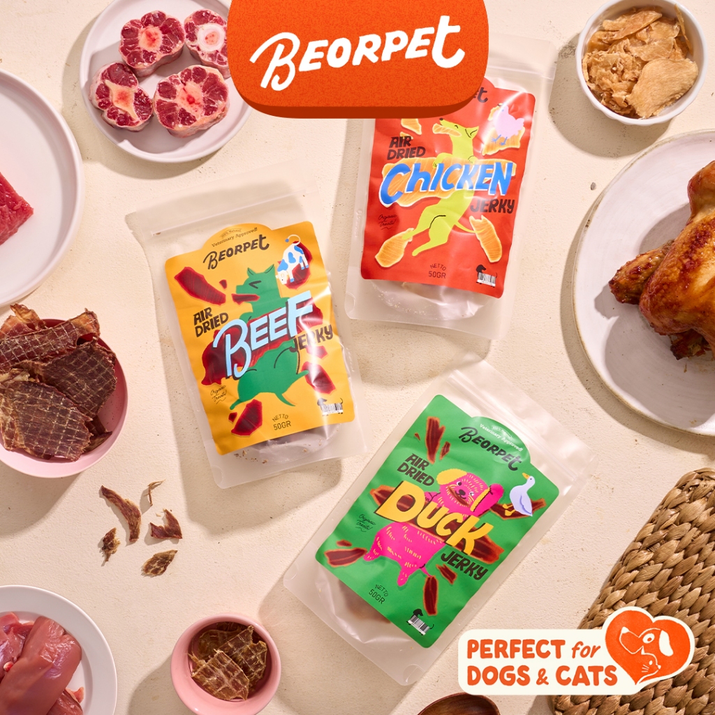 Beorpet Jerky Homemade Chicken Breast - Beef Loin - Duck Breast / Snack Anabul / Cemilan Anabul 50g
