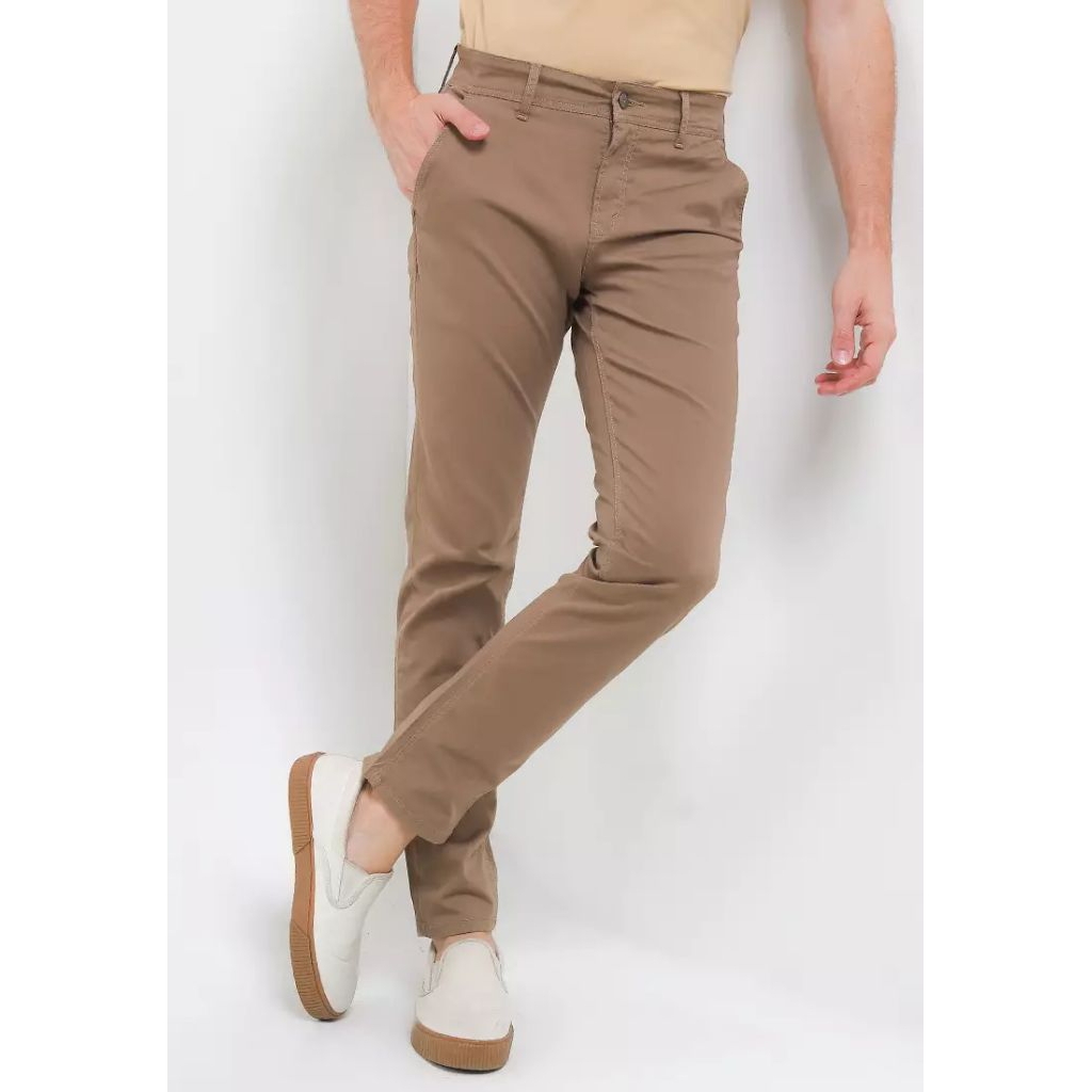 Slim Stretch Fit Chino Pants HSS010CM CELANA LOIS ORIGINAL PRIA CHINOS CAMEL COKLAT