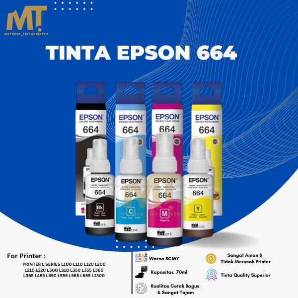 Tinta Epson 664 Original 70ml For Printer L360 L220 L350 L120 L121 | Tinta Printer