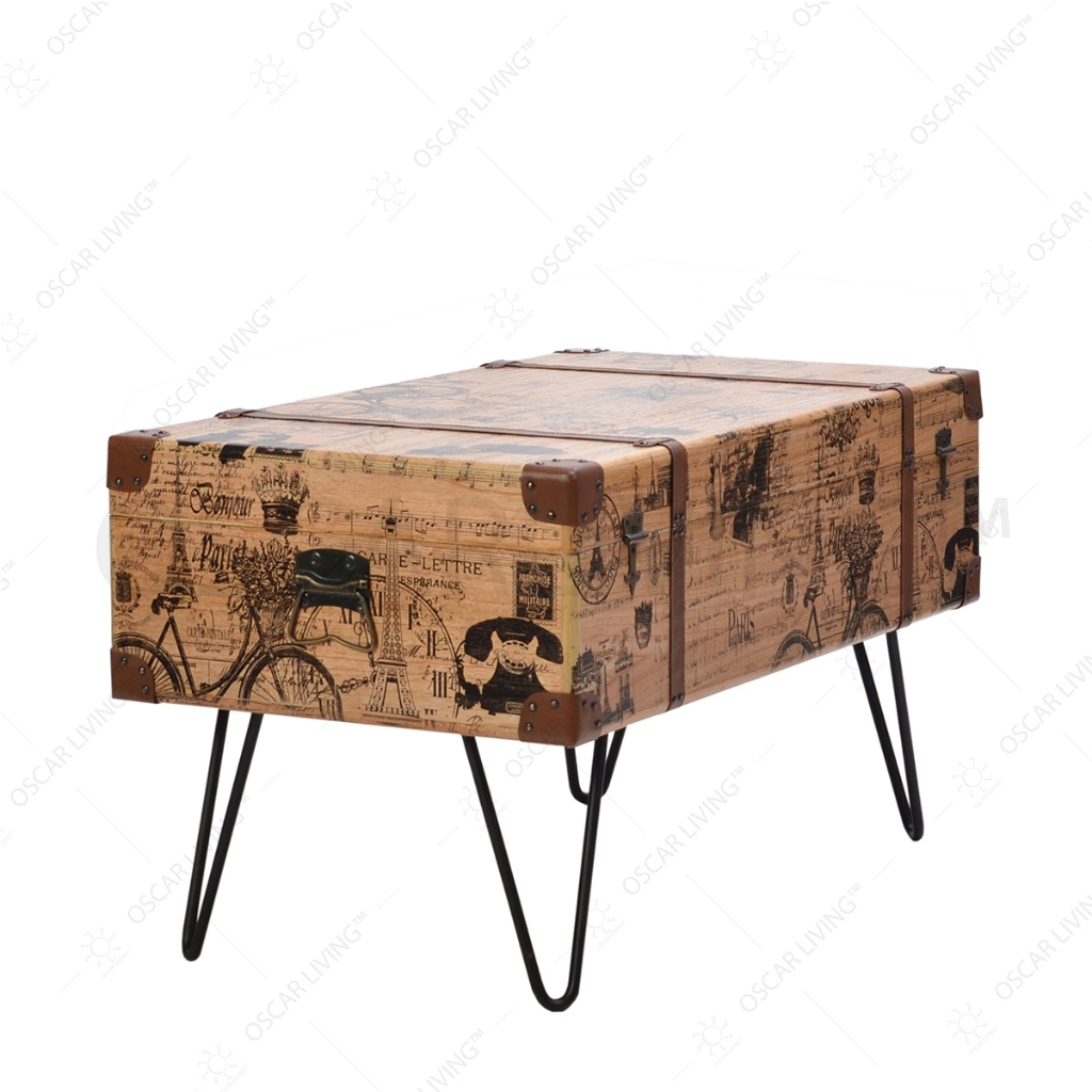 OLC MEJA KOPER VINTAGE MEJA KOPI AESTHETIC VINTAGE MOTIF SEPEDA BROWN KHUSUS JABODETABEK