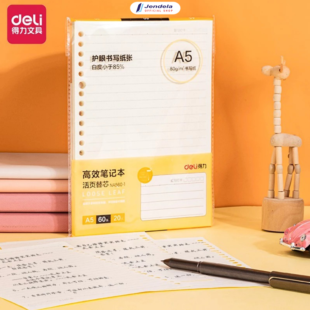 

Loose Leaf Deli Notebook Refill Kertas Isi Ulang Binder A5 Garis isi 60 lembar 80 GSM NA560-1 ATK