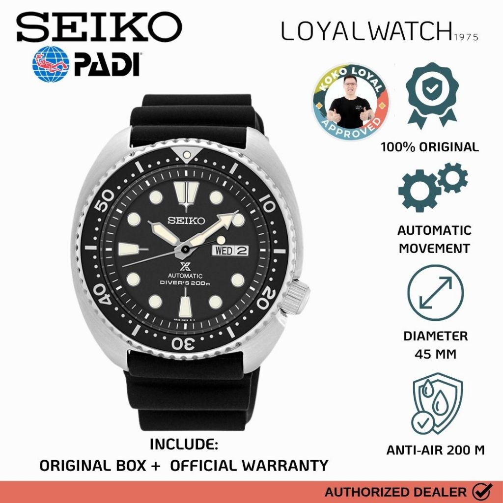 Jam Tangan Seiko Prospex Padi Pria SRPE93K1 Turtle Black Dial Rubber Original Garansi Resmi