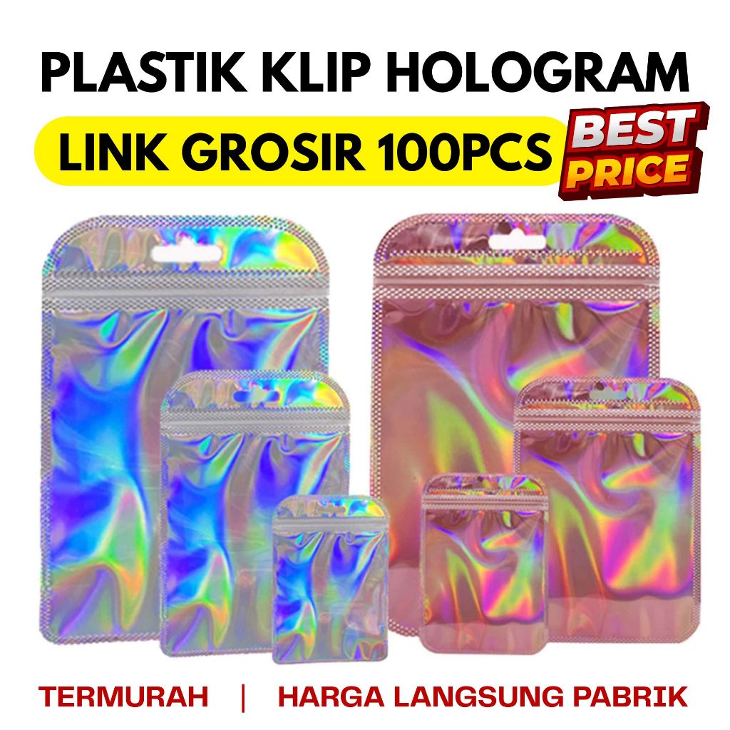[GROSIR 100pcs] Plastik Ziplock Hologram Warna Warni Souvenir / Ziplock Hologram TERMURAH / Plastik 