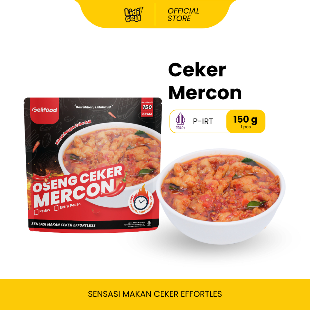 

Geli Food - Oseng Ceker Mercon Tanpa Tulang Pedas Daun Jeruk Makanan Kemasan Instant
