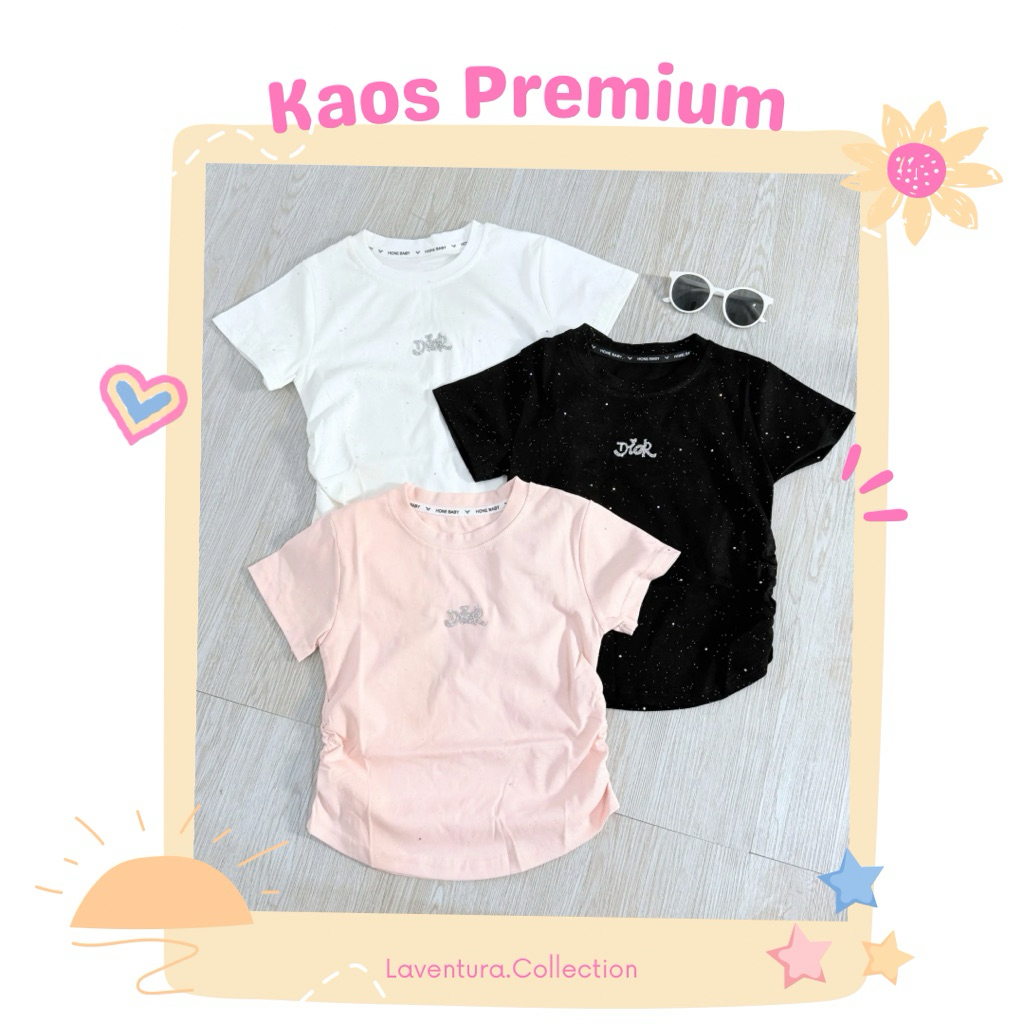 Kaos Import Anak Perempuan (Usia 5–8 Tahun) – Premium Quality | Model Serut Samping Di*r