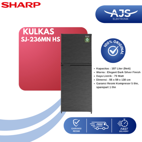 Kulkas 2 Pintu Sharp SJ-236 MN-HS No Frost & Low Watt