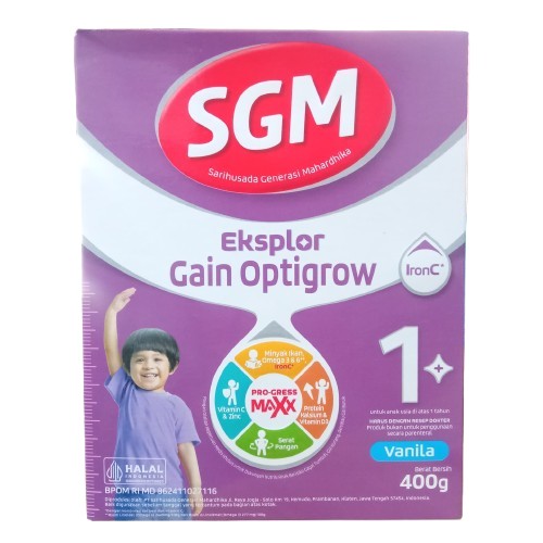 

SUSU SGM EKSPLOR GAIN OPTIGROW IRON-C 1+ RASA VANILA 400gram