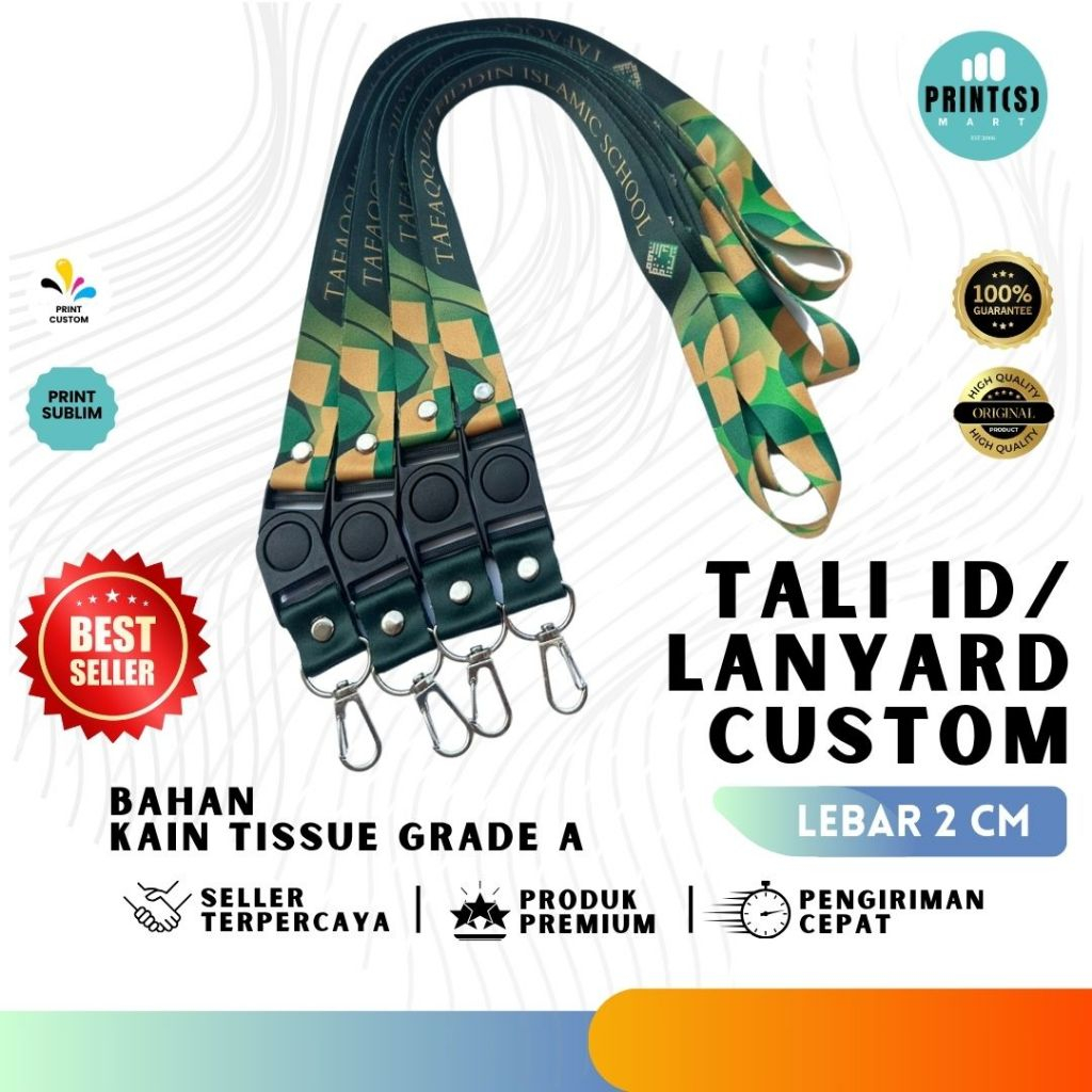 

Lanyard Custom Tali ID Card Custom Print 2 sisi Gantungan Name Tag Print 2 sisi lebar 2 cm