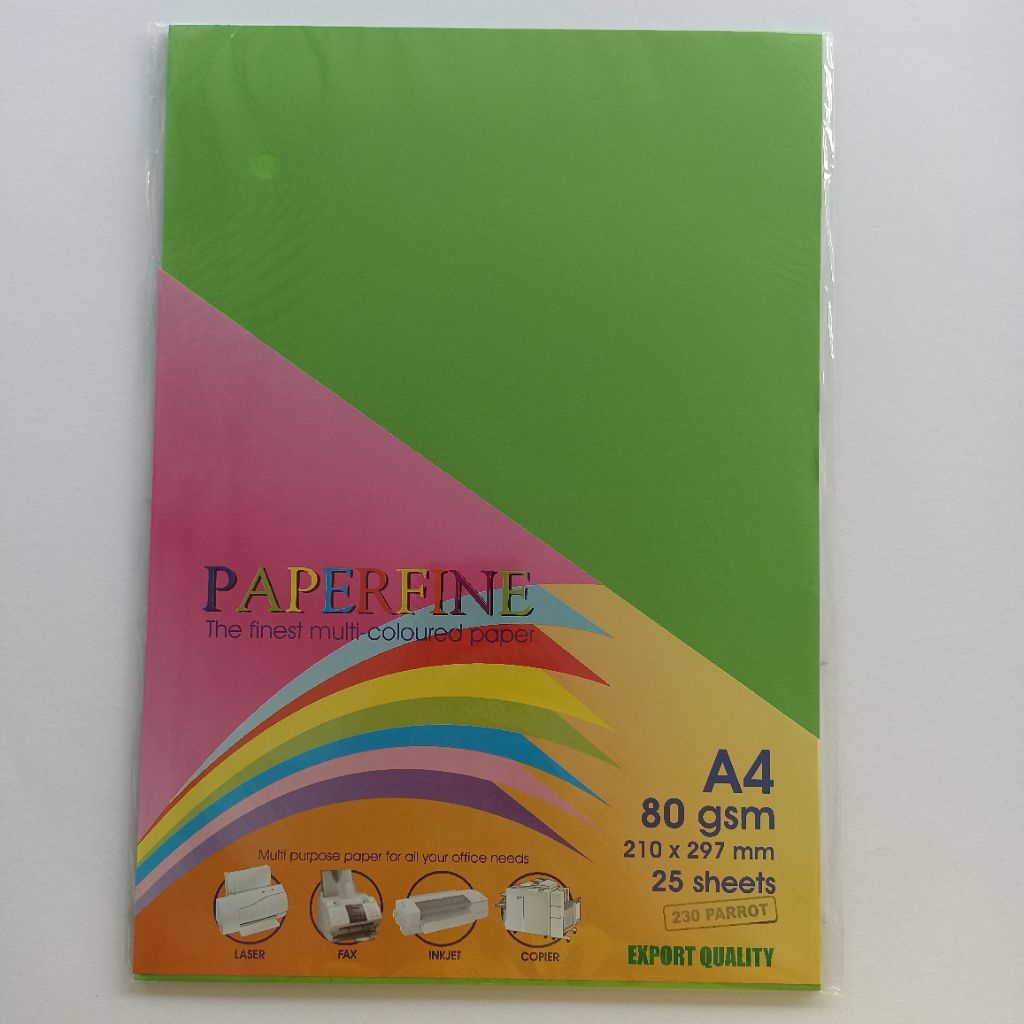 

Paperfine A4 230 Parrot | Kertas A4 Warna Parrot | Hvs A4 80 gsm | Paper Color 210X297mm