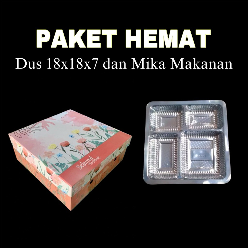 PAKET HEMAT||Dus Nasi TEBAL dan Mika Makanan||Dus Nasi Uk 18x18x7||Mika Sekat 4||