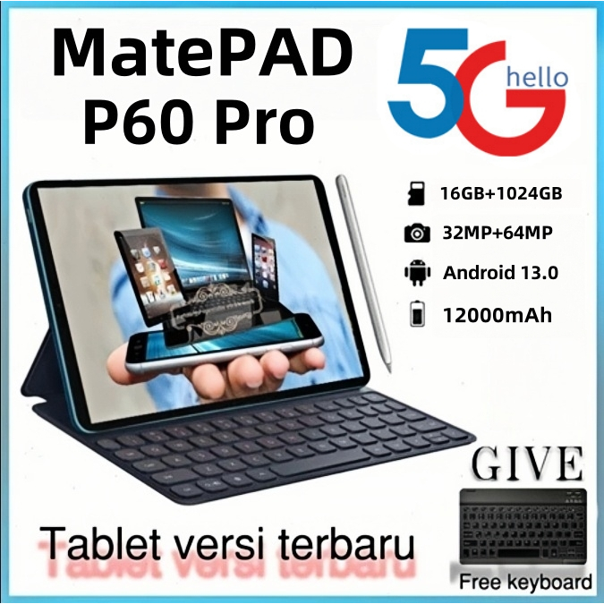 【Free keyboard】MatePad P60 Pro Tablet android 13.0PadPro 11.6inch Tablet murah Baru Tablet PC 16GB+1
