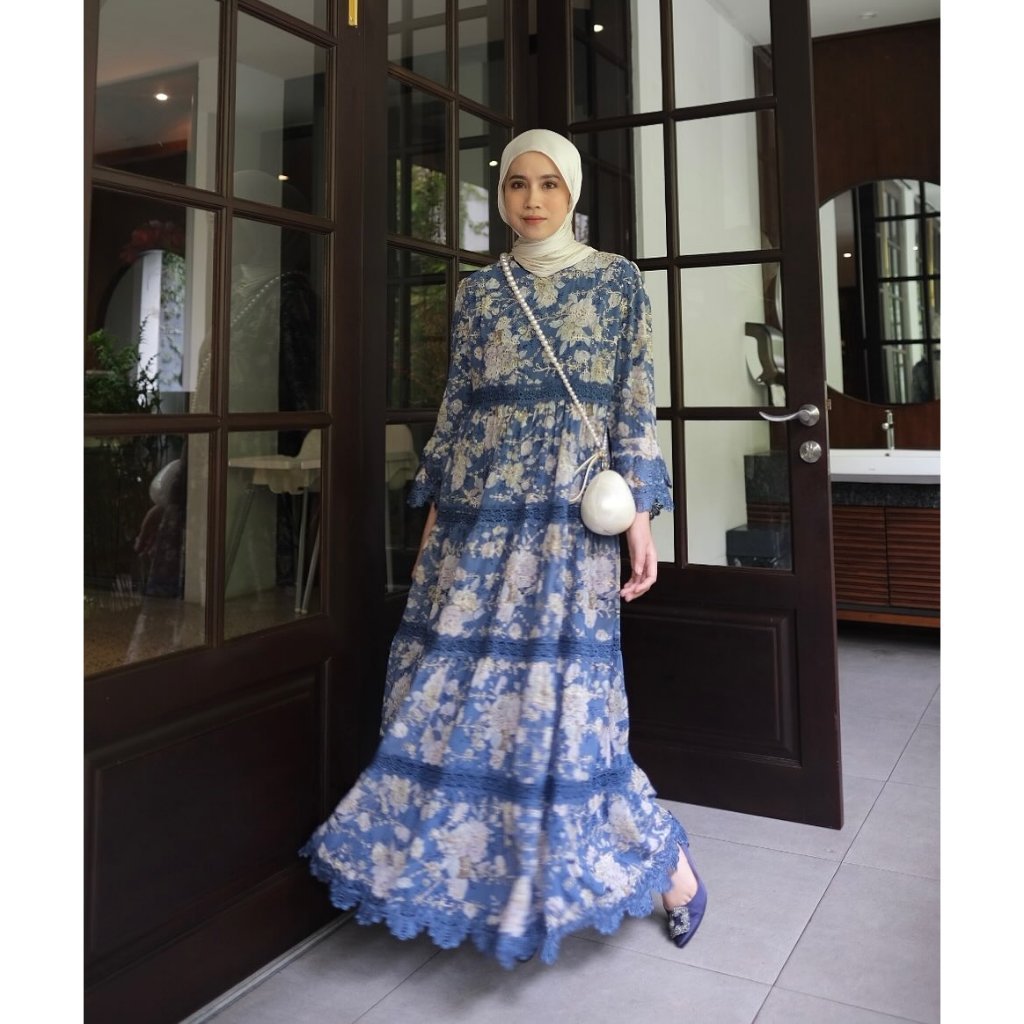 GONEGANI OFFICIAL  - Dress Motif Bunga Bahan Ceruti Jangmi Dress