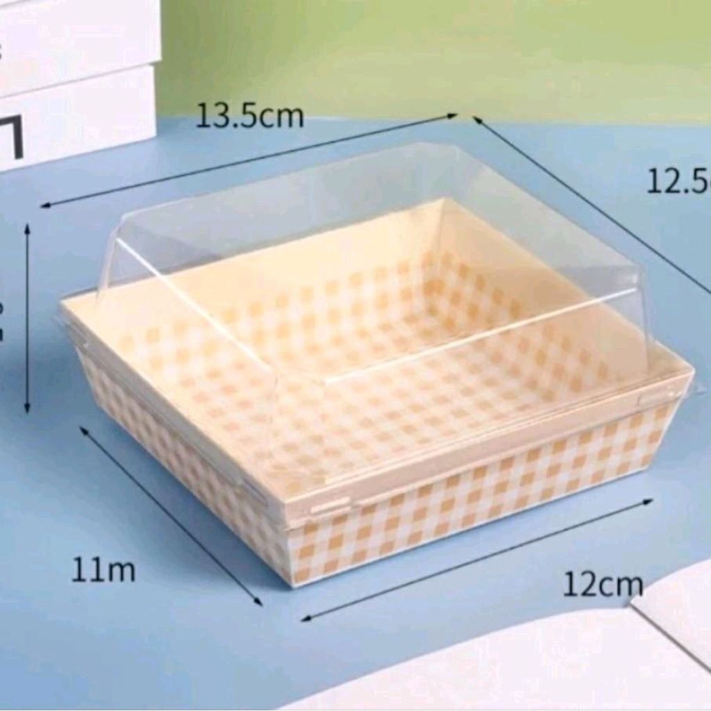 

10 pcs paper box kotak motif kotak-kotak kuning 11x12cm