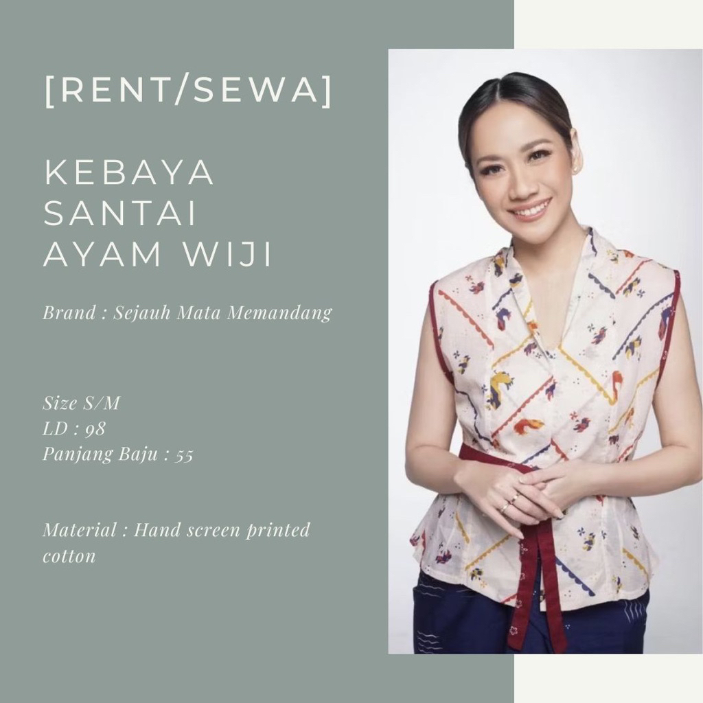 (Sewa/Rent) Kebaya santai ayam wiji sejauh mata memandang preloved second bekas SMM