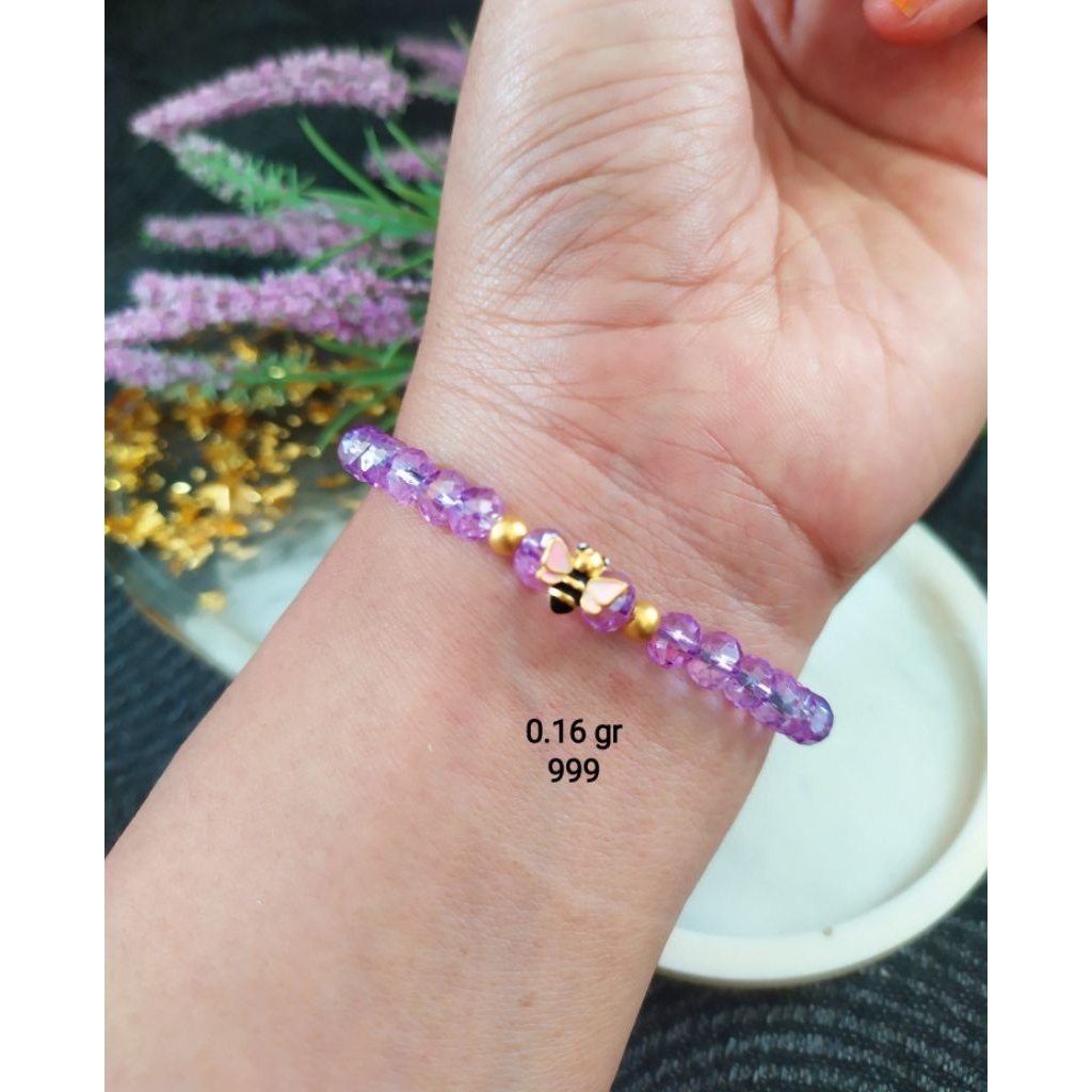 gelang kupu lebah 99 hongkong 24k emas asli