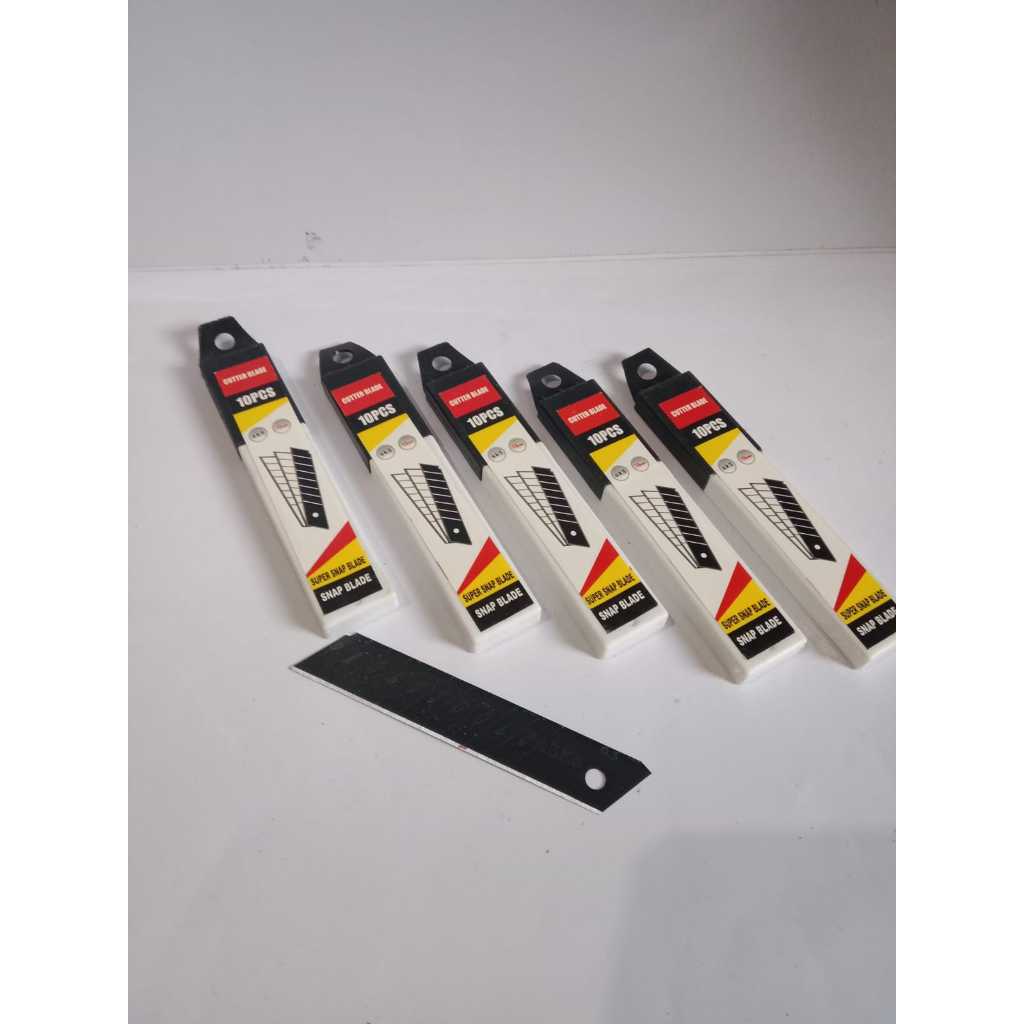 

1pak isi 10pcs Isi Cutter Besar Bahan Baja Hitam / Sangat Tajam / Refill Cutter Besar / Promo Murah / Best Seller