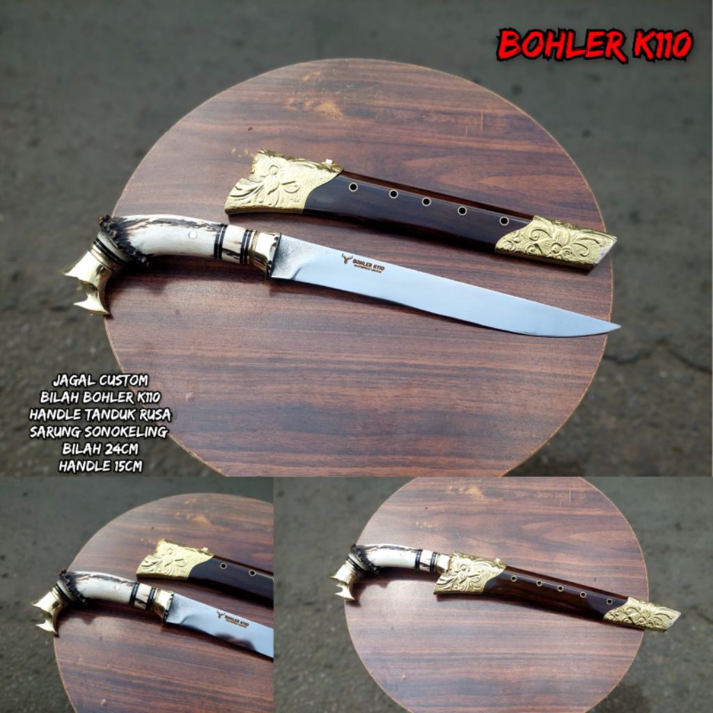 pisau bohler k110 asli multifungsi handle tanduk rusa