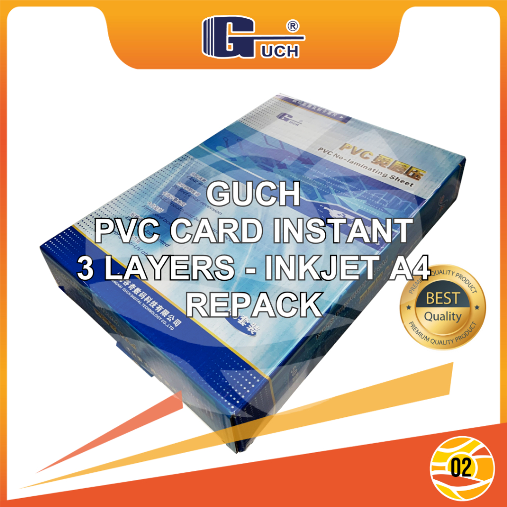 

GUCH PVC ID CARD PET Instant Printer Inkjet A4 0,76 mm Dye Pigment Member Card / ATM / Kartu Anggota Repack 5 Set