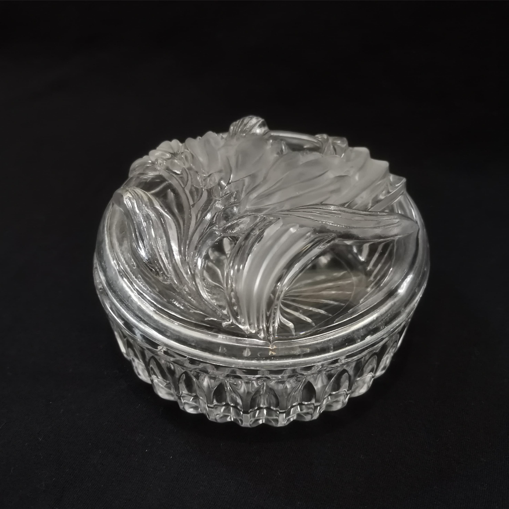 Trinket Box / Pajangan Kotak Kaca Motif Bunga Preloved