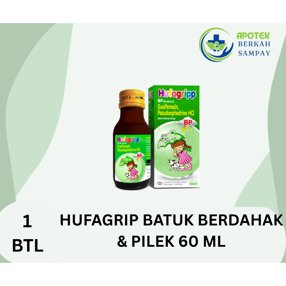 Hufagrip BP Berdahak (Hijau) 60ml / Hufagrip Flu Dan Batuk