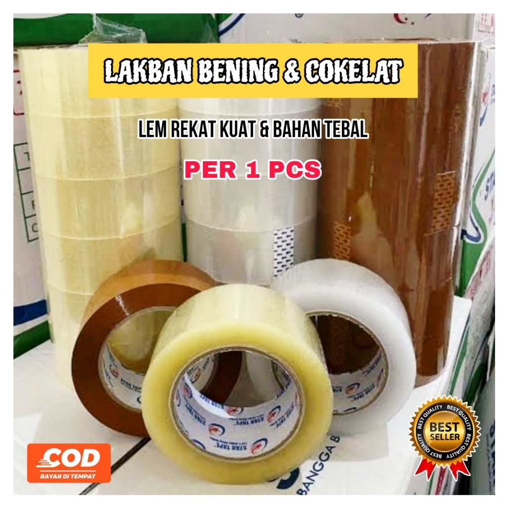 

Lakban Isolasi OPP Star Tape Tebal 045 Micron Isi 1 Roll / 1 Toros Harga Termurah