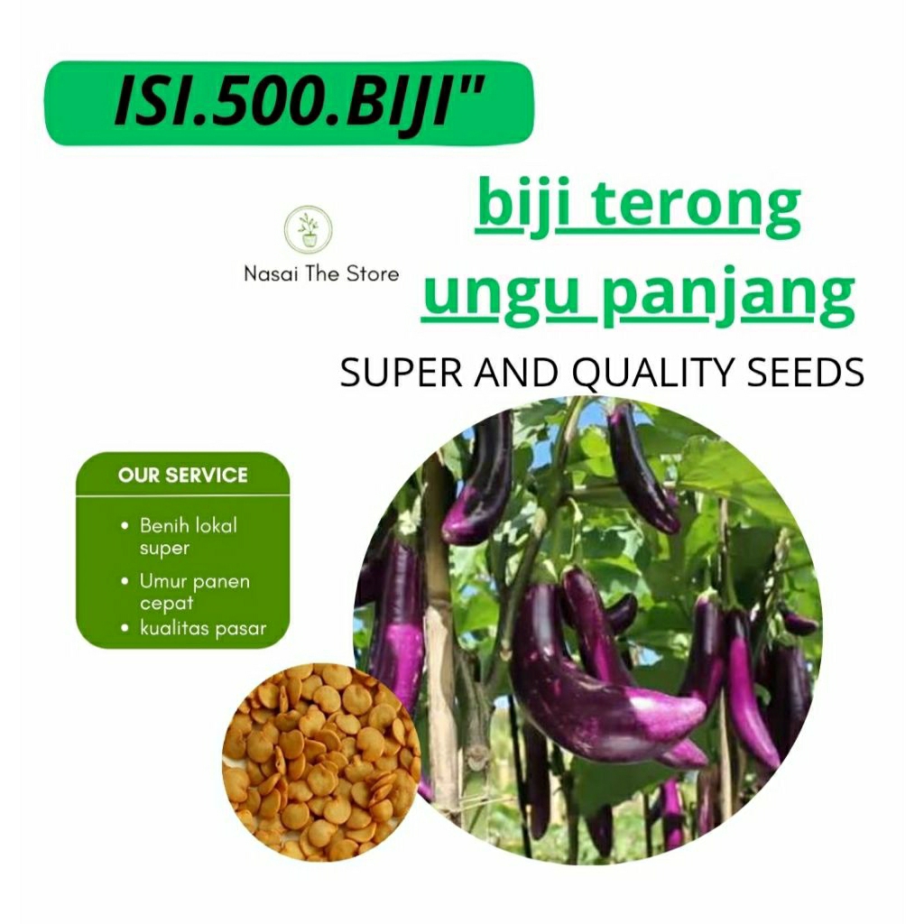 

Benih terong ungu panjang (paket combo) isi 500 butir