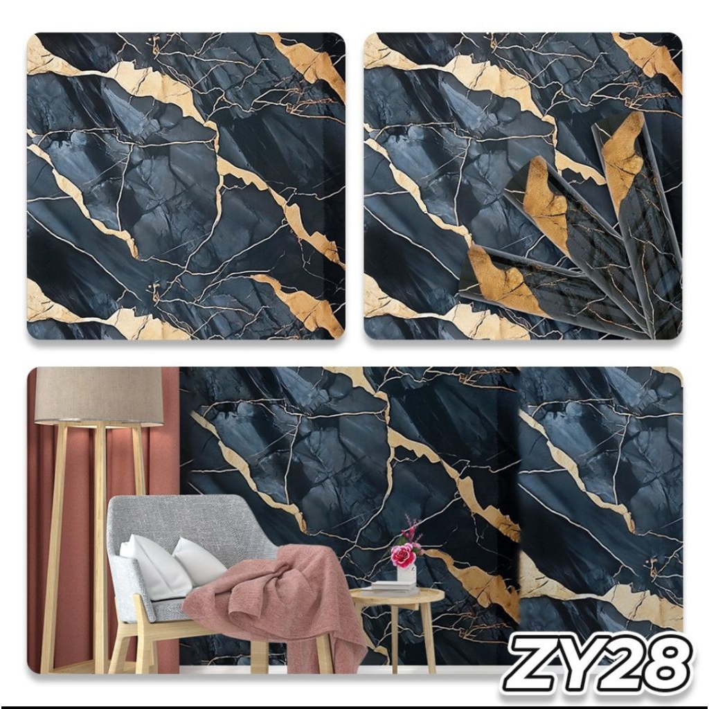 Wallpaper Foam Marble Roll 1.2 x 2.8 Meter Tebal 3mm Vinyl Marble Granit Stiker Lemari Cabinet Marme