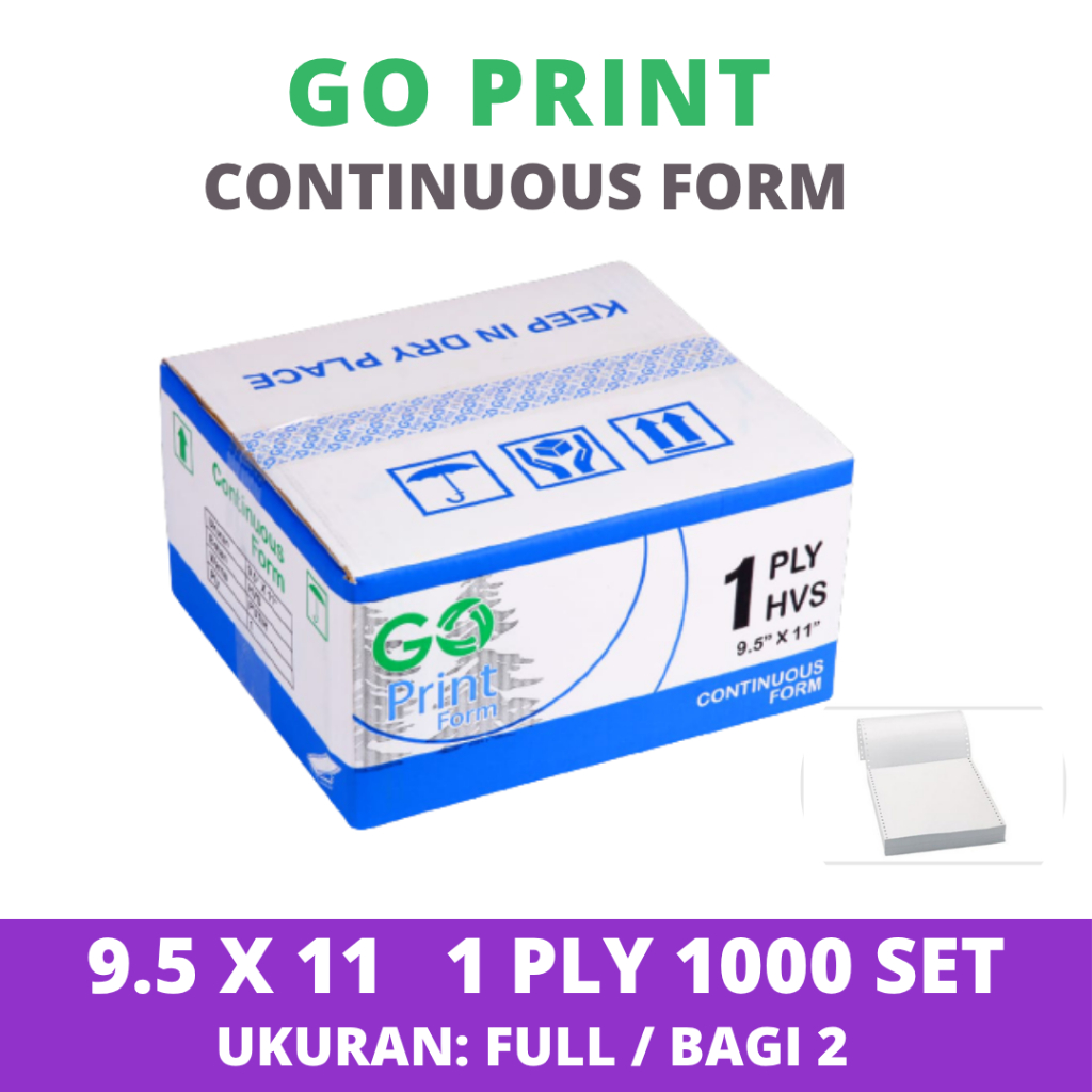 

Continuous Form Paper Go Print 9.5 x11 1 ply - Full/Belah 2