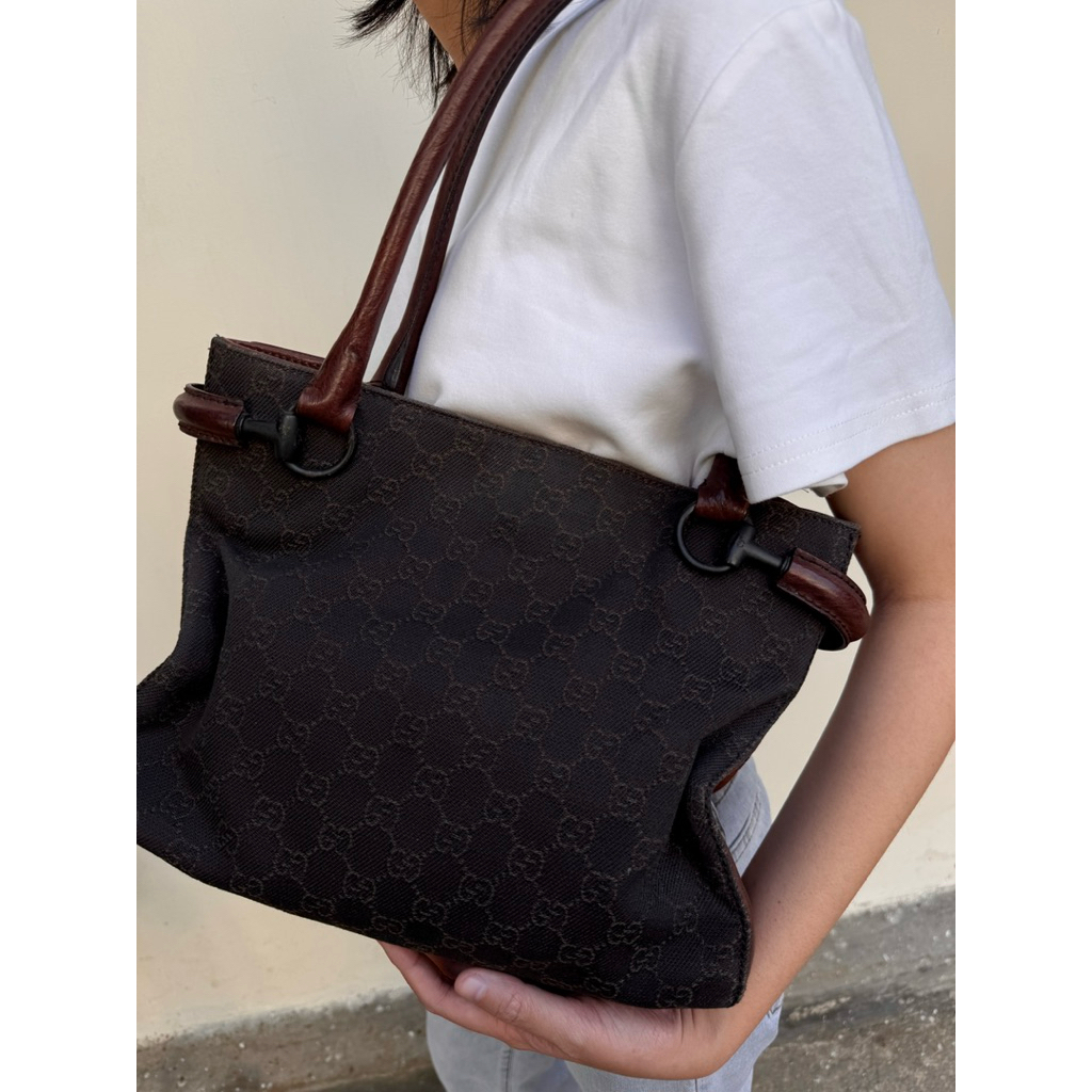 gucci GG canvas tote bag dark brown