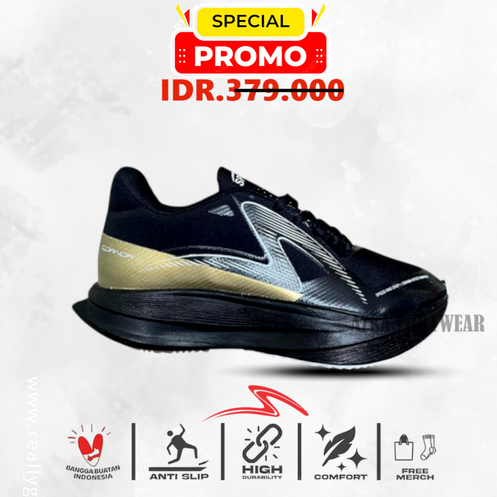 SEPATU RUNNING SPECS HITAM GOLD RINGAN & NYAMAN SOL EMPUK, ANTI SLIP SEPATU OLAHRAGA SPECS