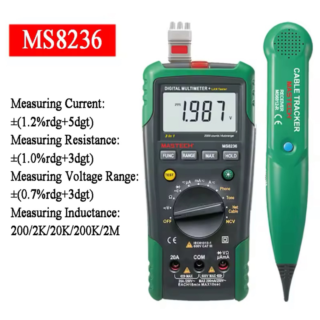 MS8236 Mastech Multimeter LAN Cable Tracker Wire Network Tester Kabel