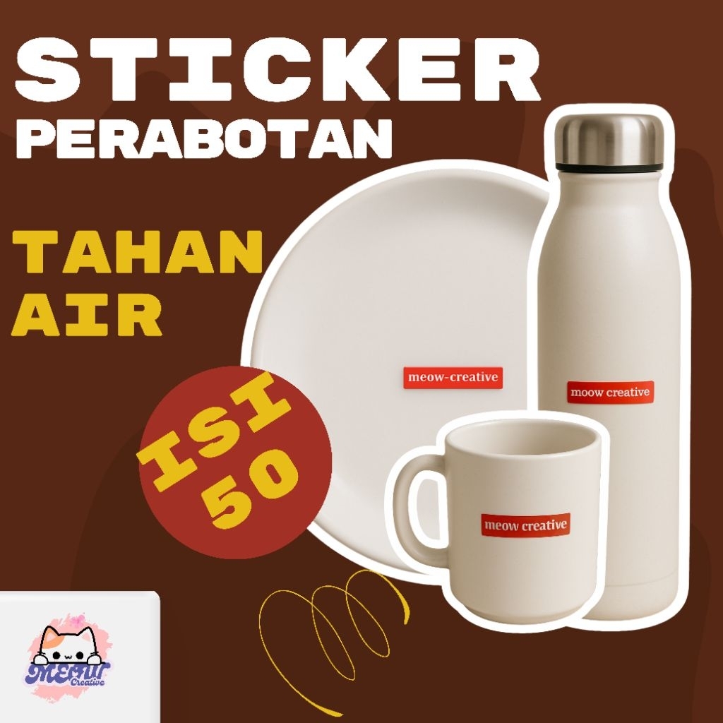 

50 sticker sendok gelas piring dan perabotan lainnya tahan air tahan gesekan dan tahan lama
