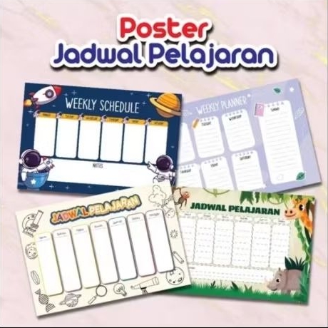 

Jadwal Poster Mingguan Anak Sekolah Planner Schedule Pelajaran Wipe Clean Custom Nama