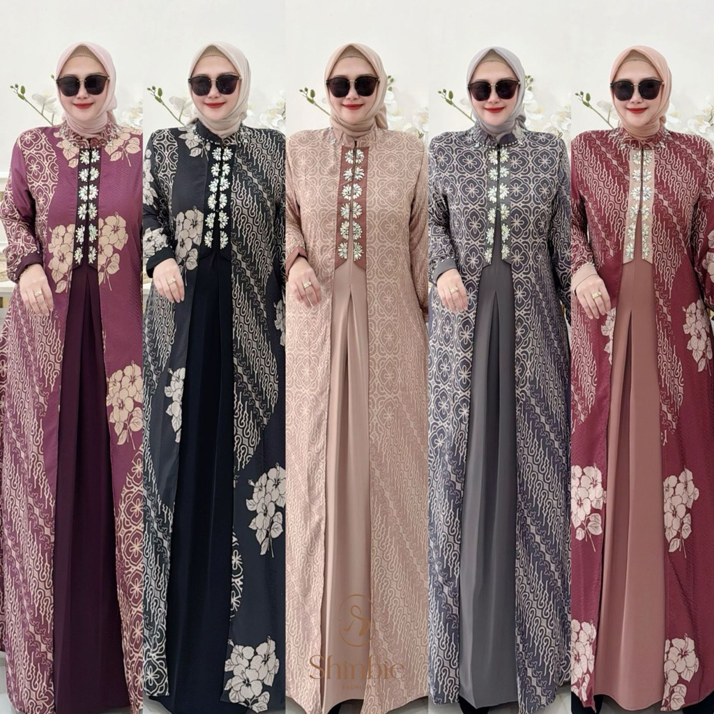 Airin dress 2in1 vol 7 by Shinbie Gamis terbaru dengan perpaduan motif gamis rompi lepas pasang gami