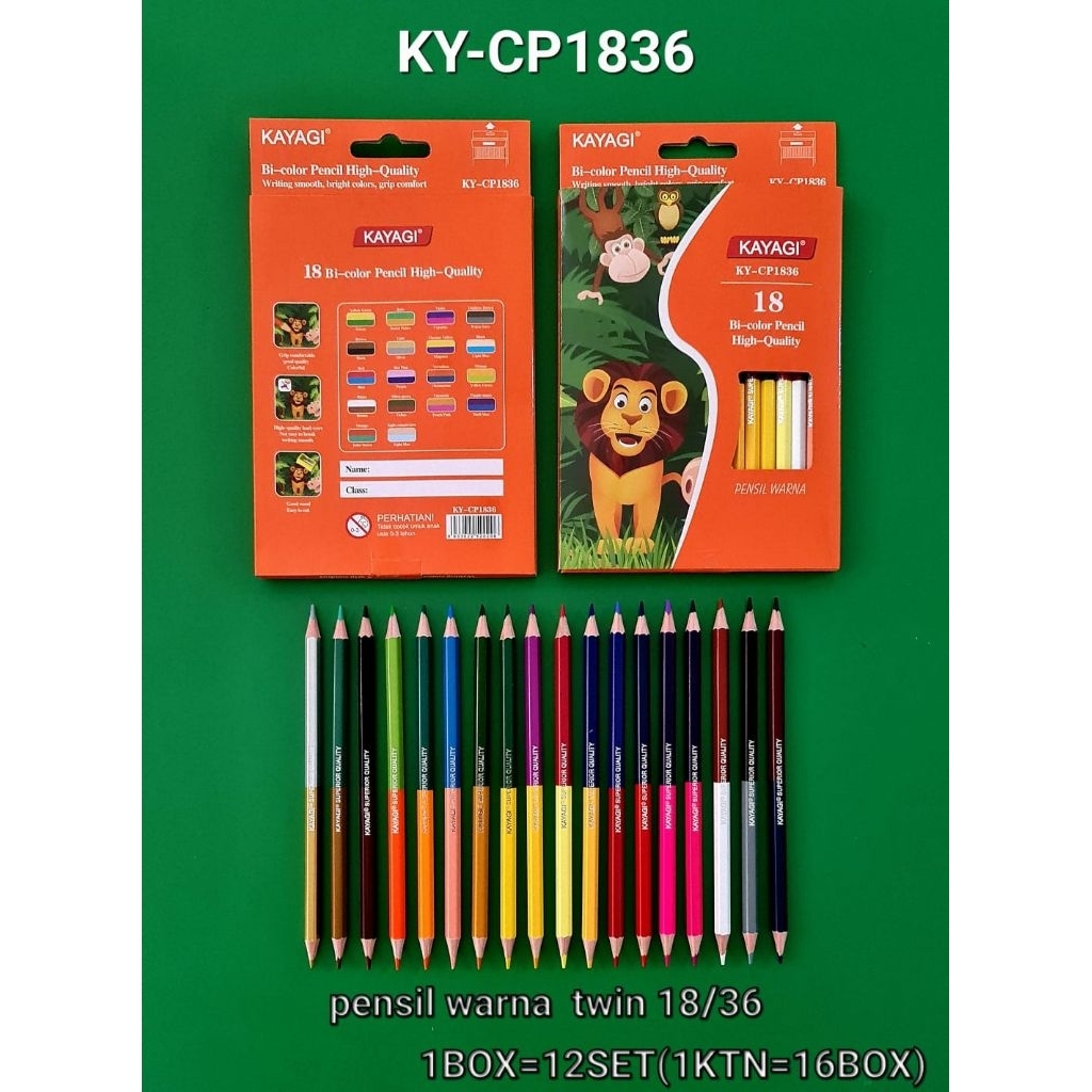 

Pensil Warna Kayagi Twin 18 Warna / 36 Sisi Bi-Color Pencil KY-CP1836 Set Alat Gambar Anak - Alat Tulis Kantor/ATK Murah Medan