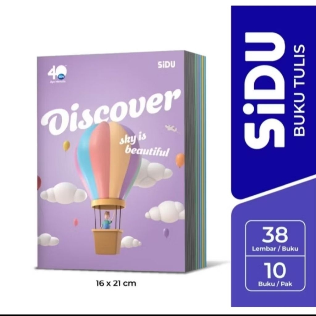 

Buku tulis Sidu 38 lembar 1pak 10 buku