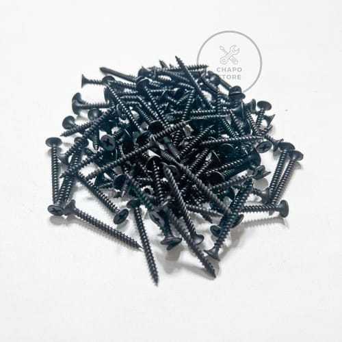 100pcs Sekrup Gypsum Hitam 6x2" Panjang 5cm - Baut Sekrup Gypsum Kayu 5cm