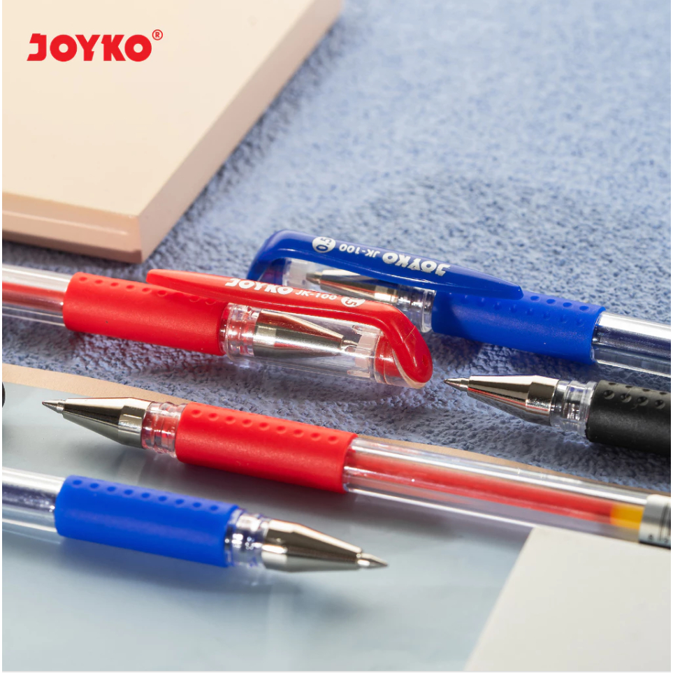

Joyko Gel Pen JK-100 Pen Black Blue Red Pulpen Pena Joyko Hitam Biru Merah Lusin [12PCS]