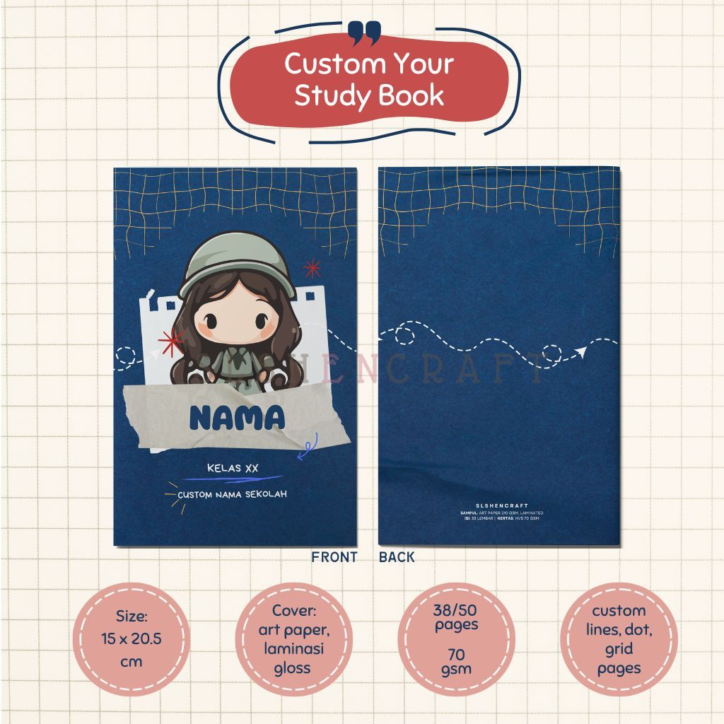 

BUKU TULIS CUSTOM NAMA | BUKU TULIS SEKOLAH | BUKU TULIS CUSTOM DESIGN | BUKU TULIS A5 | CUSTOM NOTEBOOK | BUKU TULIS 38 LEMBAR | CUTE GIRL