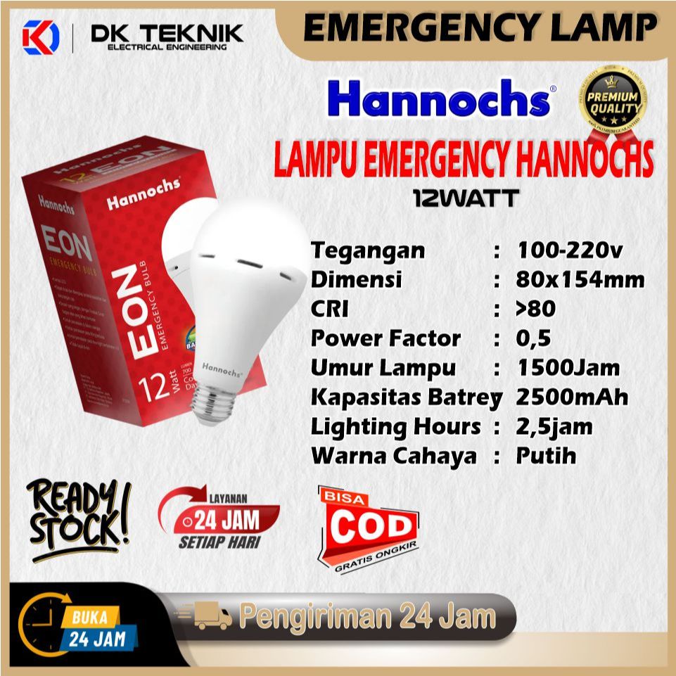 Lampu Emergency Hannochs 12 Watt