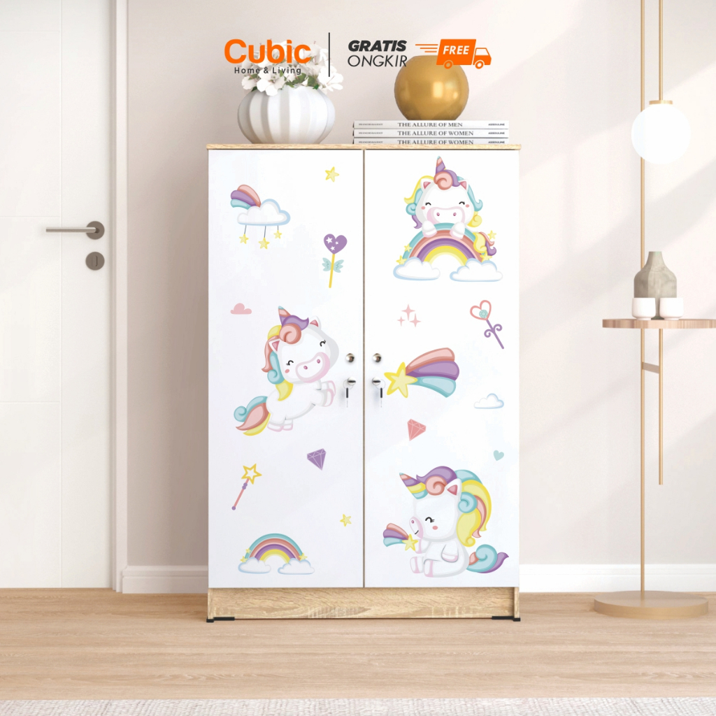 Cubic Lemari Kecil Bergambar / Lemari Pakaian 2 Pintu / LUNA BL 121