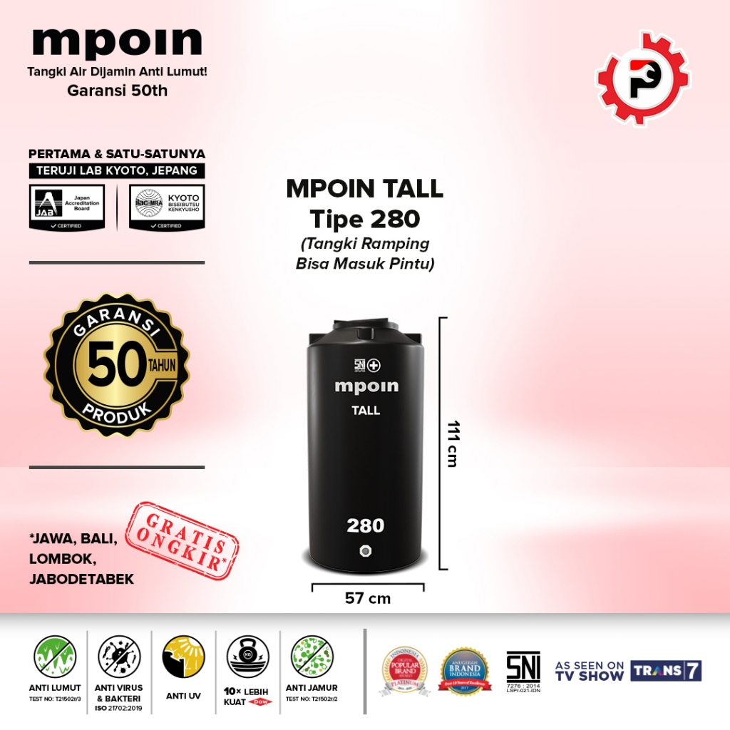 MPOIN TP280 280L TALL SERIES TANDON AIR/TOREN AIR/TANGKI AIR