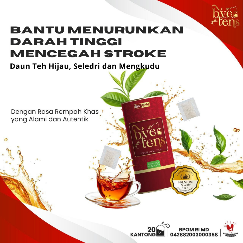 

Bye Tens Premium Tea - Teh Herbal Untuk Turunkan Darah Tinggi Hipertensi Teh Hijau Seledri Mengkudu