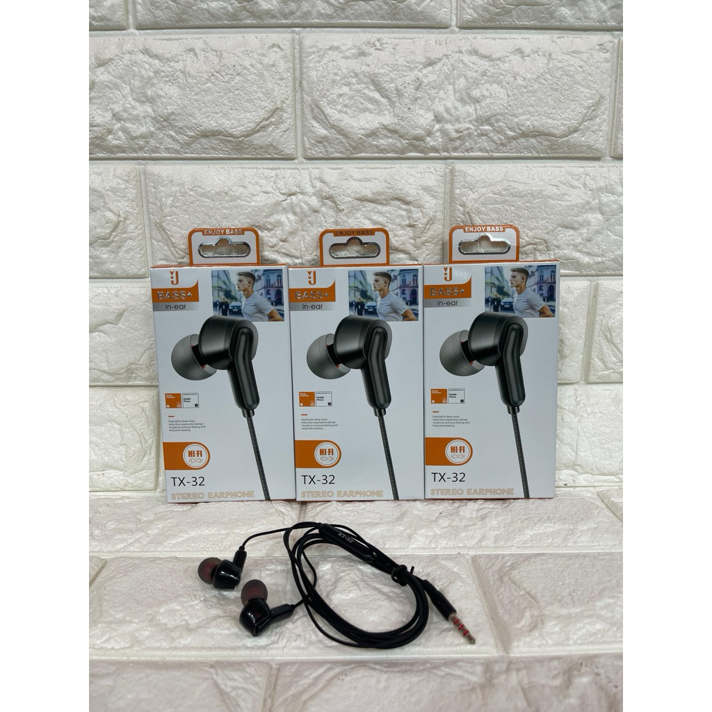 Handsfree Headset Bass TX-32 Super Stereo Earphone Universal 3.5MM