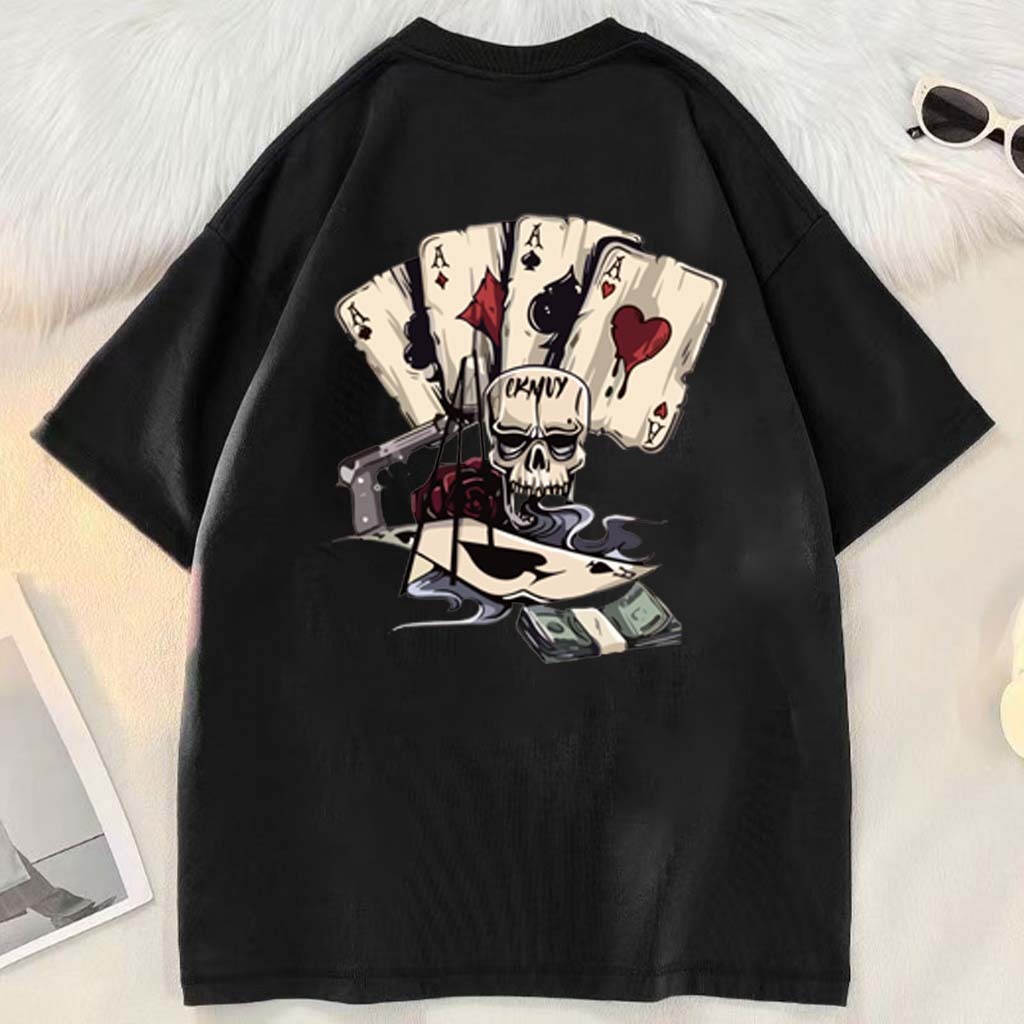 Kaos bergambar tengkorak poker desain BF yang dipersonalisasi | Kaos Pria Terbaru 2025|baju t shirt 