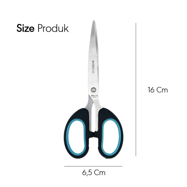 

Gunting Kertas BOSSCO Panjang 6.5 Inci / 16Cm Pemotong Kertas BOSSCO
