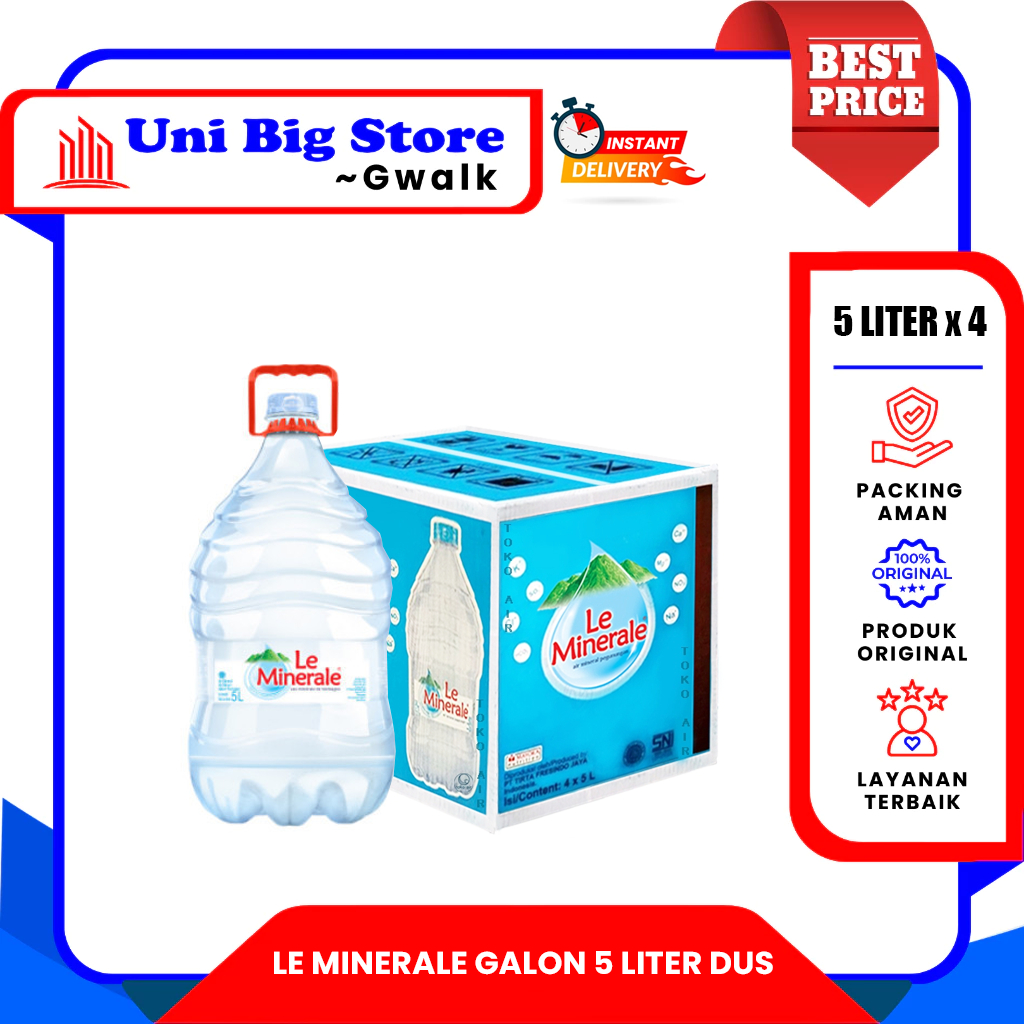 

LE MINERALE AIR MINERAL GALON KECIL DUS - (5 liter x 4 pcs)