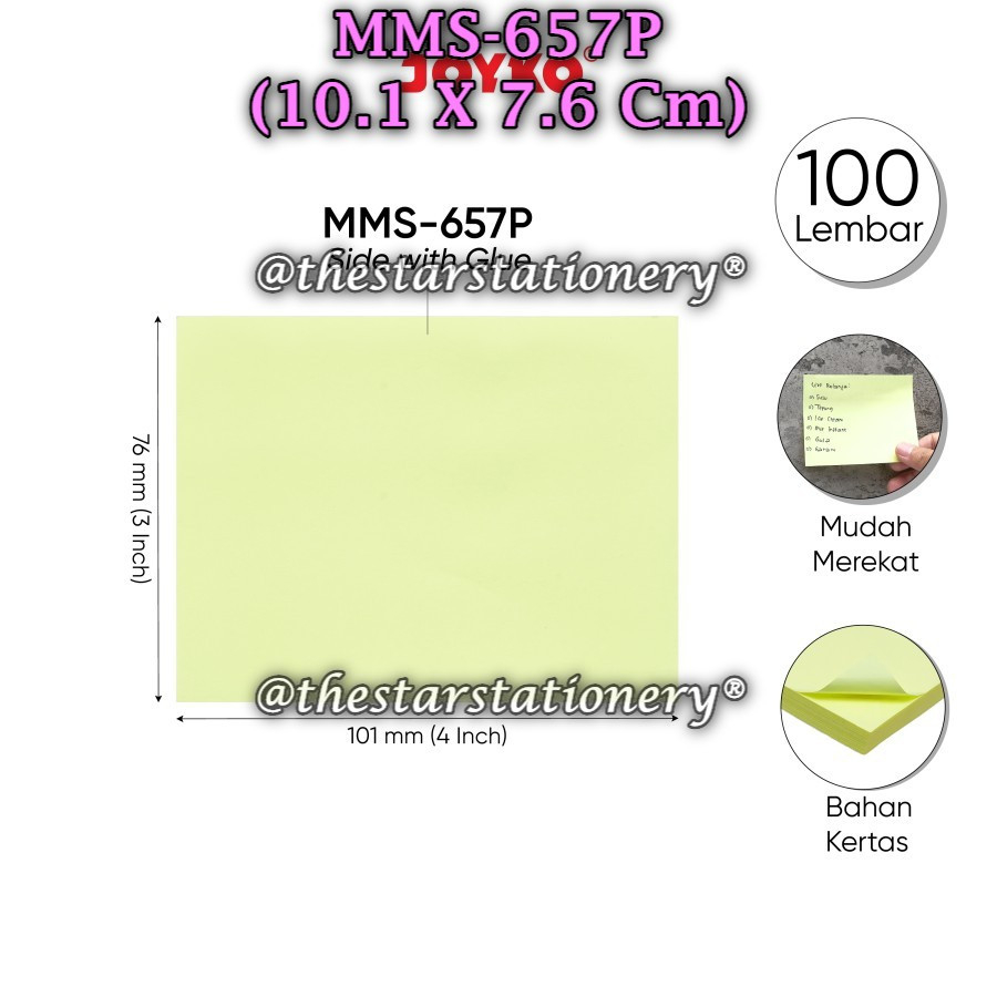 

(1 Set) GROSIR Memo Stick JOYKO MMS-657P / Sticky Note Joyko Soft Color MMS-657P 101 x 76 (1 Set)