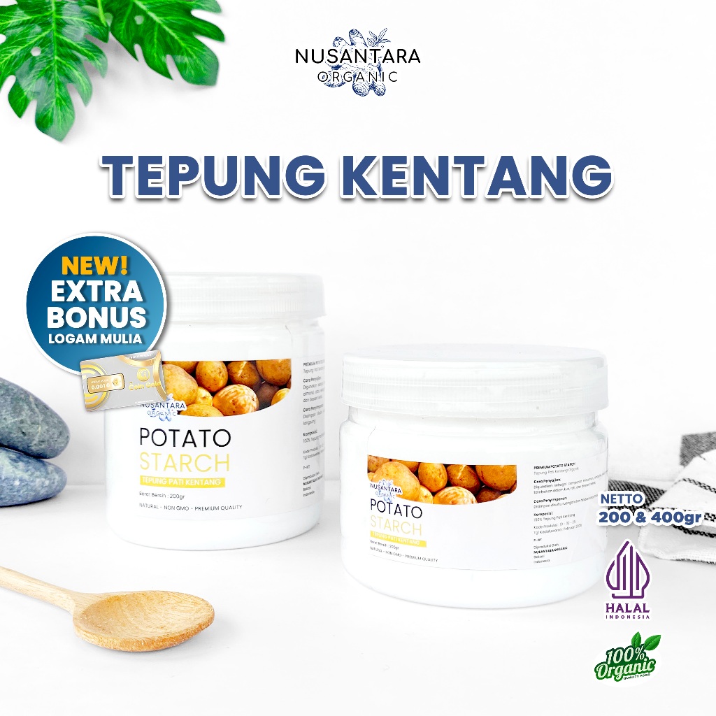 

Nusantara Organic Tepung Kentang Halus Potato Starch Gluten Free Premium Organik Tanpa Campuran