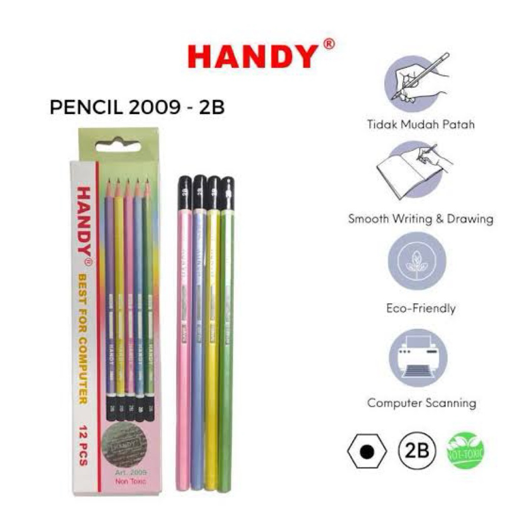

Pensil 2B Handy 2009 Original | Pensil Ujian CBT LJK | Pensil Kayu